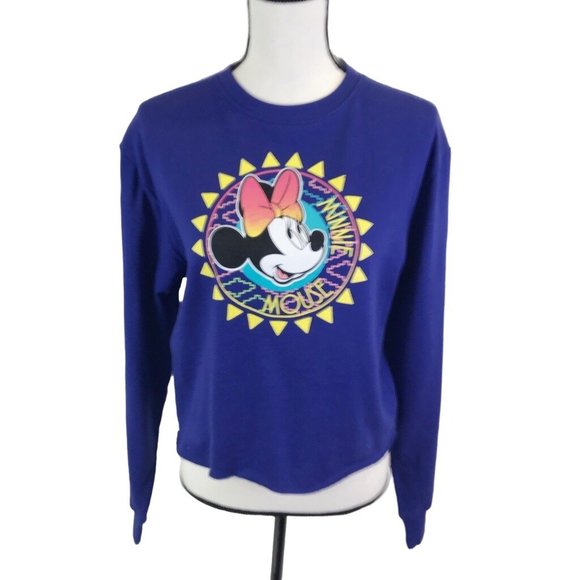 NWT Disney Womens Royal Blue Trendy Minnie Mouse Oversized Sweatshirt Size S - Picture 1 of 7